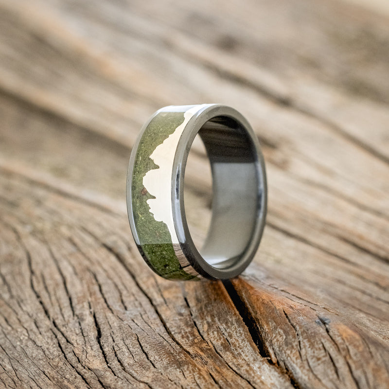 "HELIOS" - MOSS WEDDING BAND FEATURING THE DOLOMITES MOUNTAIN RANGE-4