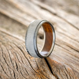 "SEDONA" - WHISKEY BARREL LINED WEDDING RING WITH A FINISH OF YOUR CHOICE - READY TO SHIP