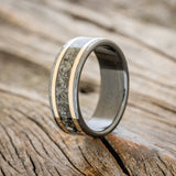 "HOLLIS" - 14K GOLD INLAYS WEDDING RING-Staghead Designs