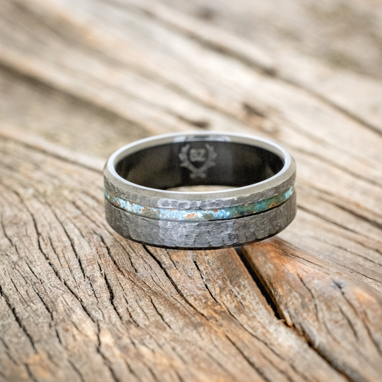 "VERTIGO" - PATINA COPPER WEDDING BAND WITH A HAMMERED FINISH-6