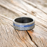 "VERTIGO" - HAMMERED LAPIS LAZULI WEDDING BAND-6