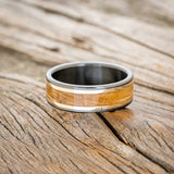 "HOLLIS" - 14K GOLD INLAYS WEDDING RING-Staghead Designs