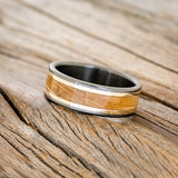 "HOLLIS" - 14K GOLD INLAYS WEDDING RING-Staghead Designs