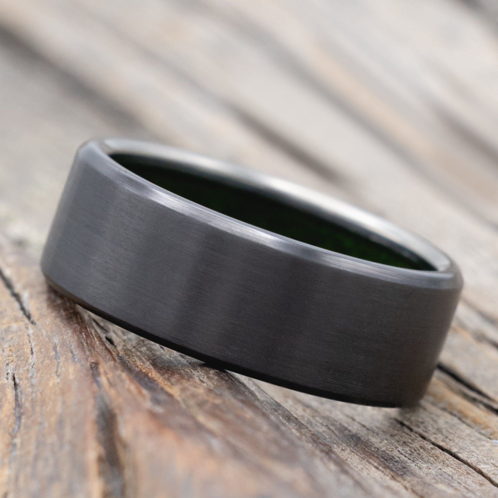 "Hyperion" - Lined Wedding Band With A Custom Finish