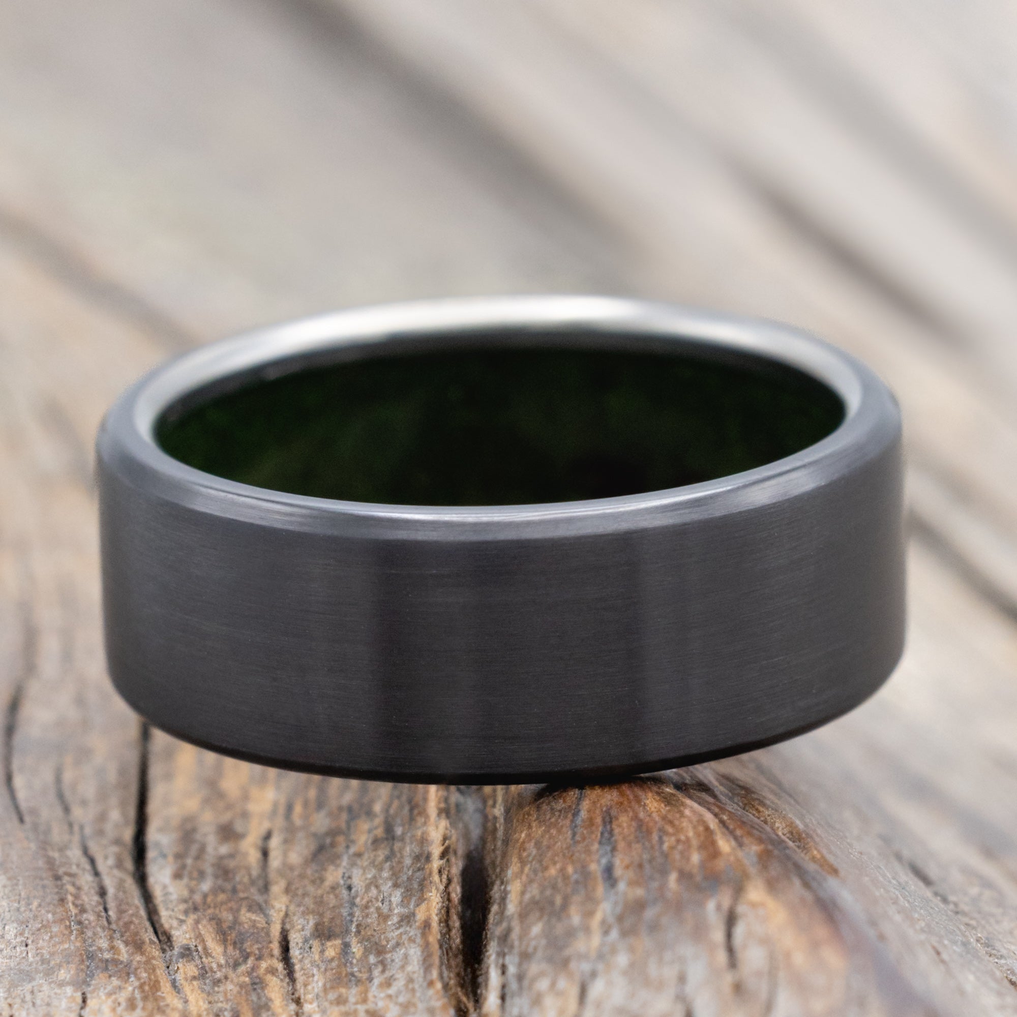 "Hyperion" - Lined Wedding Band With A Custom Finish