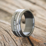 "COSMO" - MOONSTONE & ANTLER WEDDING BAND-1