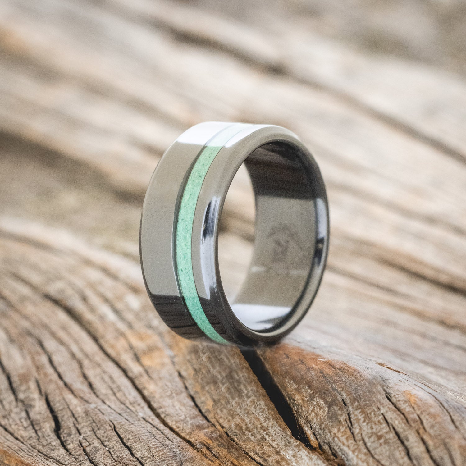 "VERTIGO" - MATCHING SET OF MALACHITE WEDDING BANDS-9