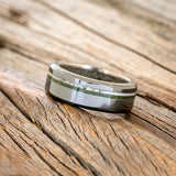 "VERTIGO" - MOSS & ANTLER INLAYS WITH SAND LINING WEDDING RING-8