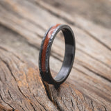 "PERENNA" - REDWOOD STACKING BAND WITH A HAMMERED FINISH-Staghead Designs