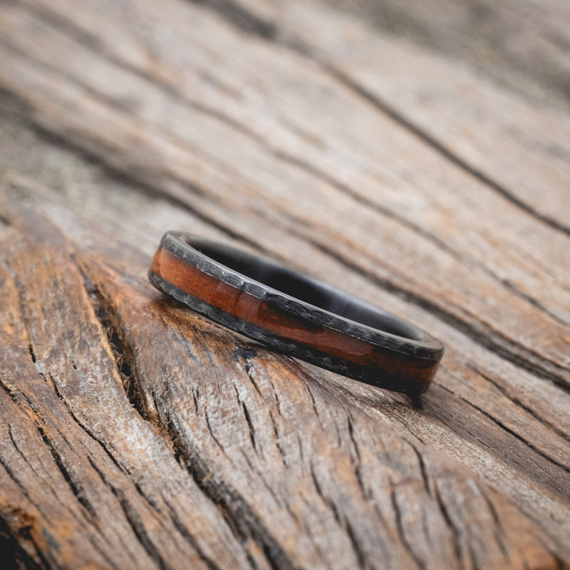 "PERENNA" - REDWOOD STACKING BAND WITH A HAMMERED FINISH-Staghead Designs