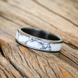 "RAINIER" - WHITE TURQUOISE TRUSTONE WEDDING BAND-2