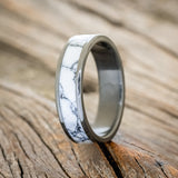 "RAINIER" - WHITE TURQUOISE TRUSTONE WEDDING BAND-1