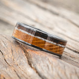 "RAINIER" - DIAMOND DUST, WHISKEY BARREL & COFFEE INLAY WEDDING BAND