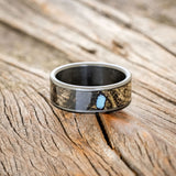 "RAINIER" - BUCKEYE BURL & TURQUOISE WEDDING BAND - READY TO SHIP-6