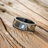 "RAINIER" - BUCKEYE BURL & TURQUOISE WEDDING BAND - READY TO SHIP-5