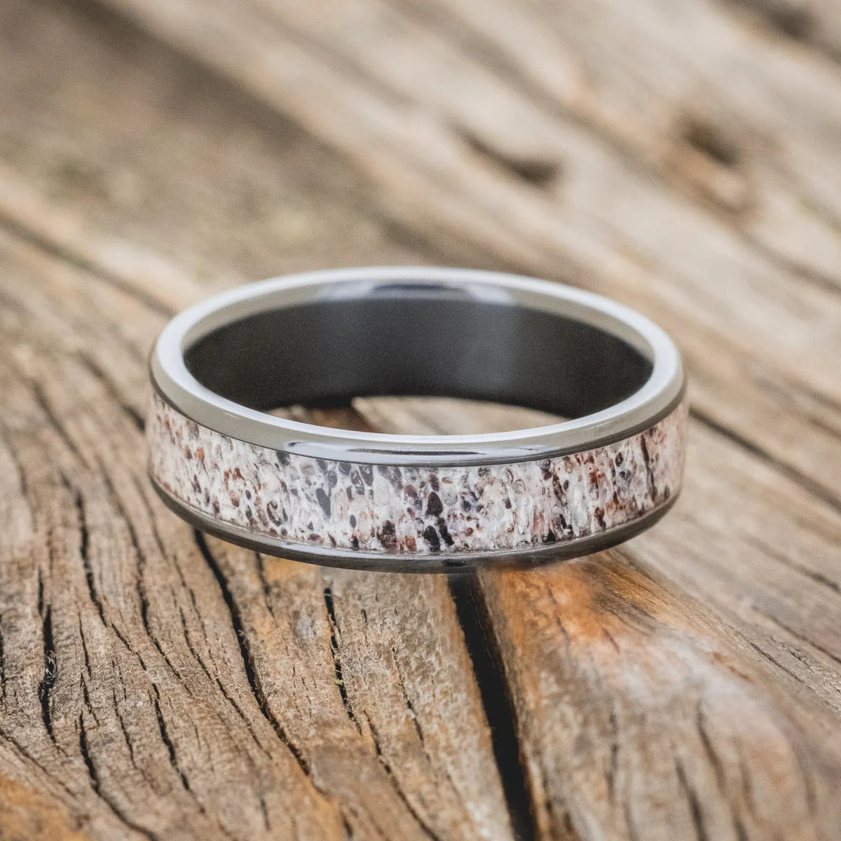 "Rainier" - Antler Wedding Band - Black Zirconium (6mm) - Size 12 1/2