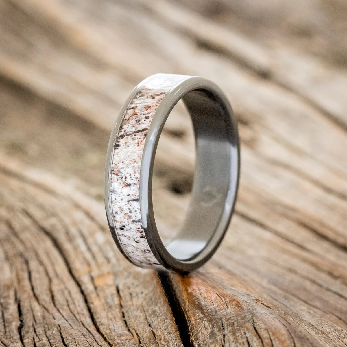 "Rainier" - Antler Wedding Band - Black Zirconium (6mm) - Size 12 1/2