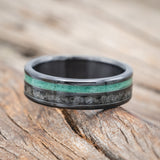 "RAPTOR" - MOONSTONE & MALACHITE WEDDING BAND