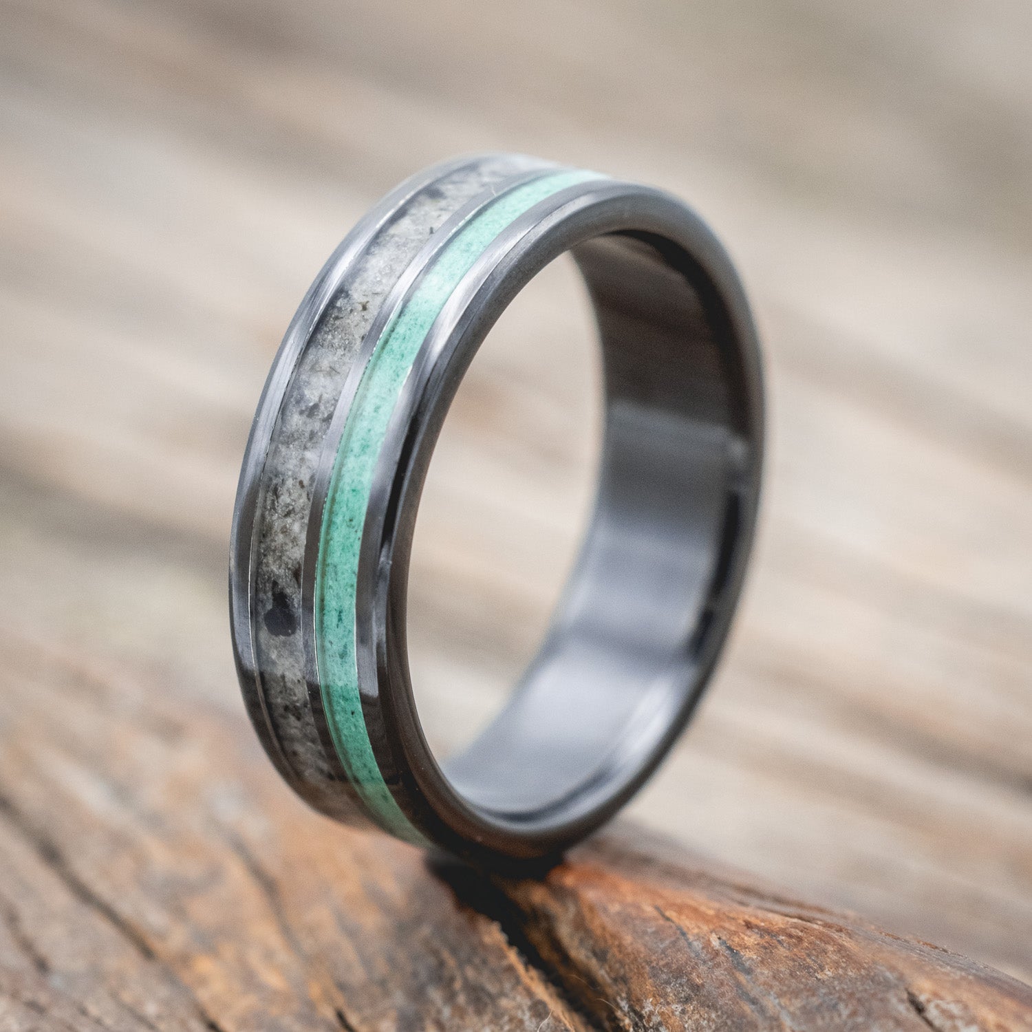 "RAPTOR" - MOONSTONE & MALACHITE WEDDING BAND-Staghead Designs