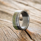 "RAPTOR" - MOSS WITH GREY BIRCH WOOD WEDDING BAND-1