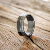 "RAPTOR" - PYRITE & WENGE WOOD INLAYS WEDDING BAND - READY TO SHIP-1