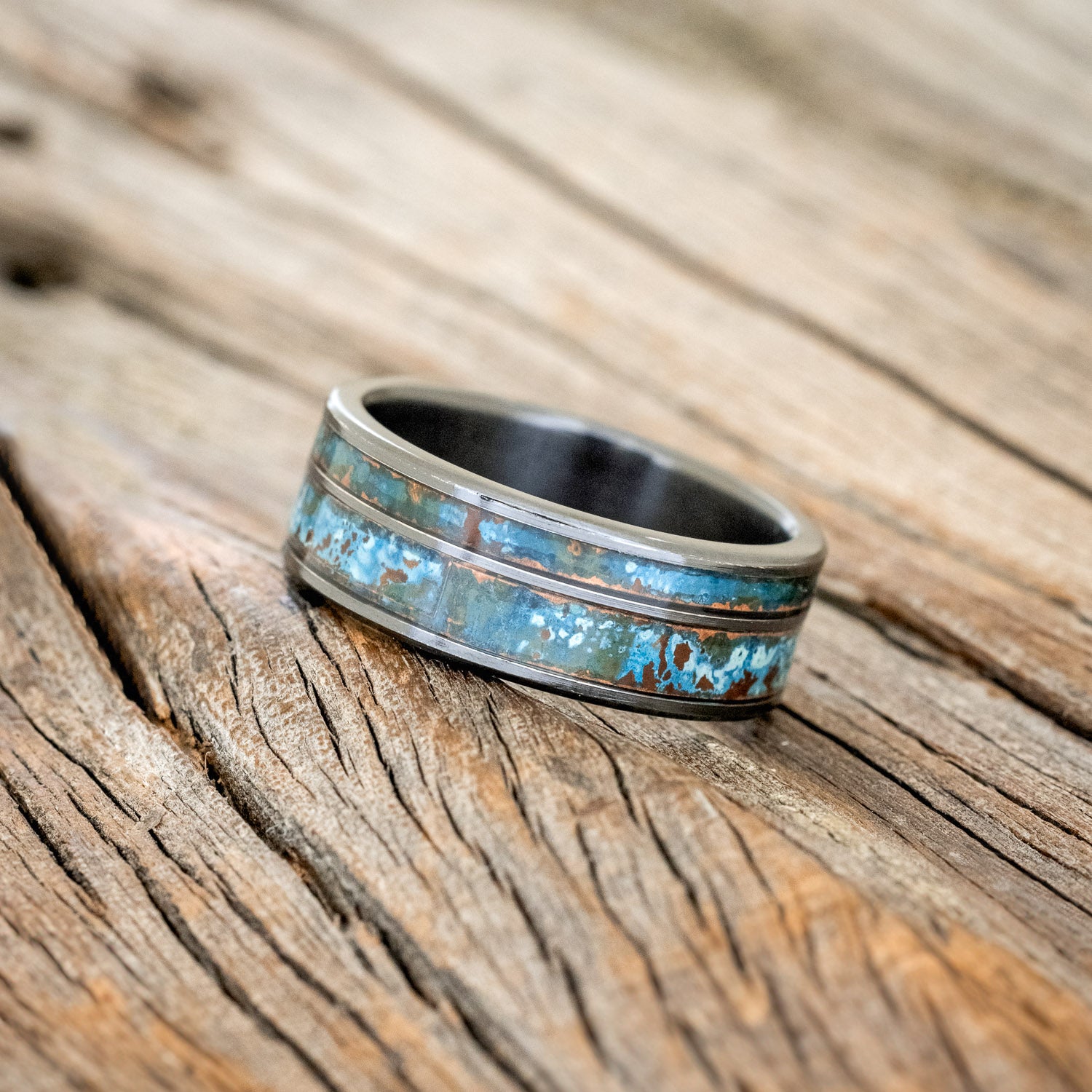 "RAPTOR" - PATINA COPPER WEDDING BAND-8