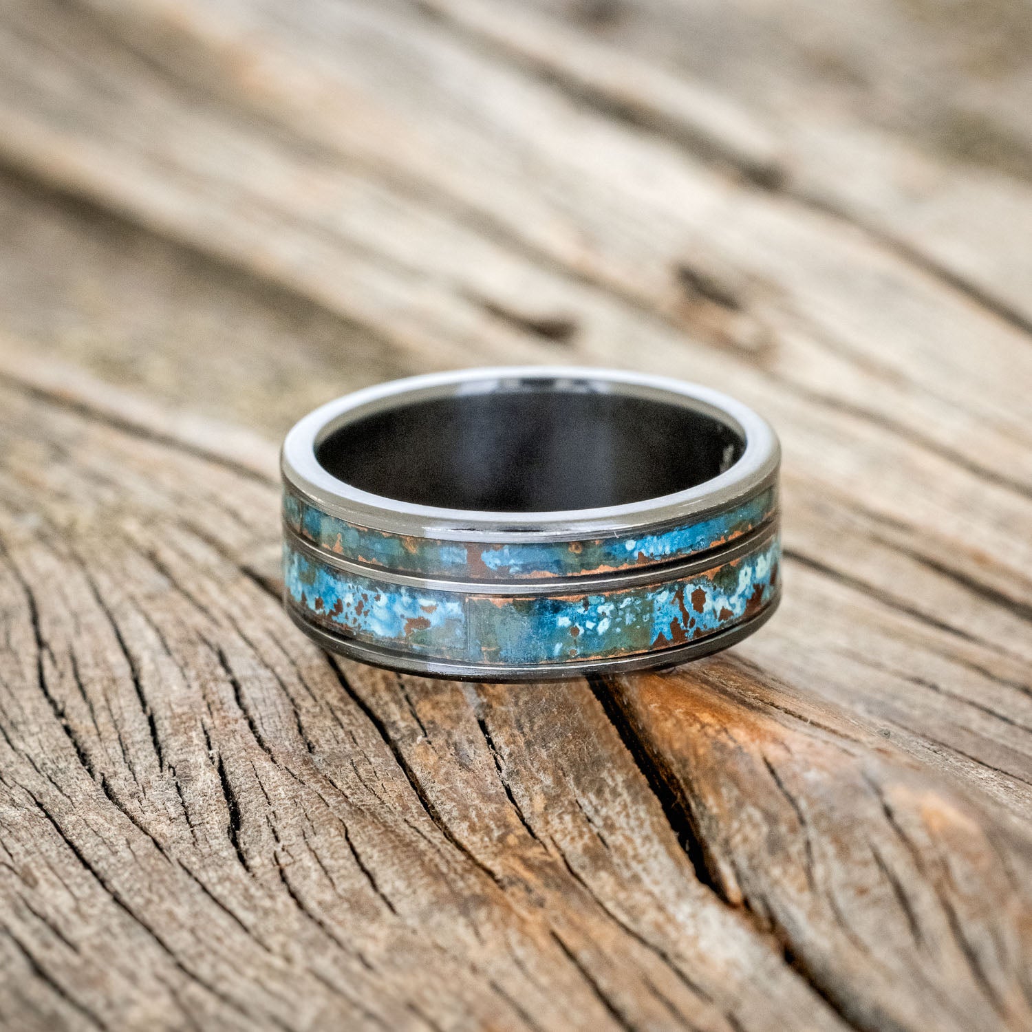 "RAPTOR" - PATINA COPPER WEDDING BAND-9
