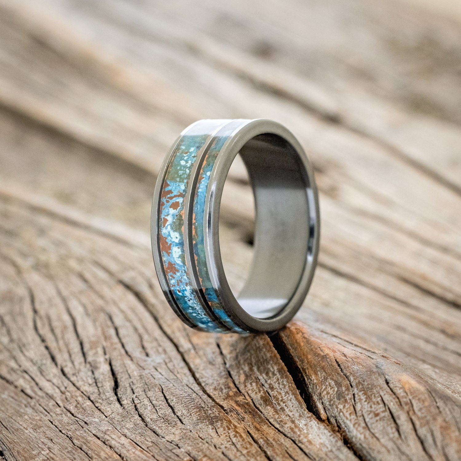 "RAPTOR" - PATINA COPPER WEDDING BAND-7