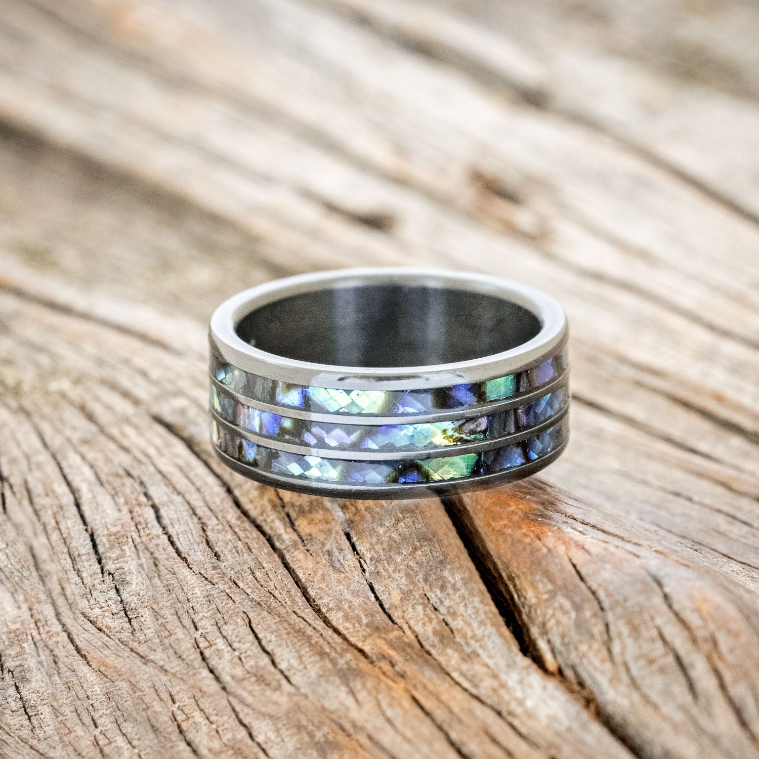 "RIO" - PAUA SHELL WEDDING BAND-3