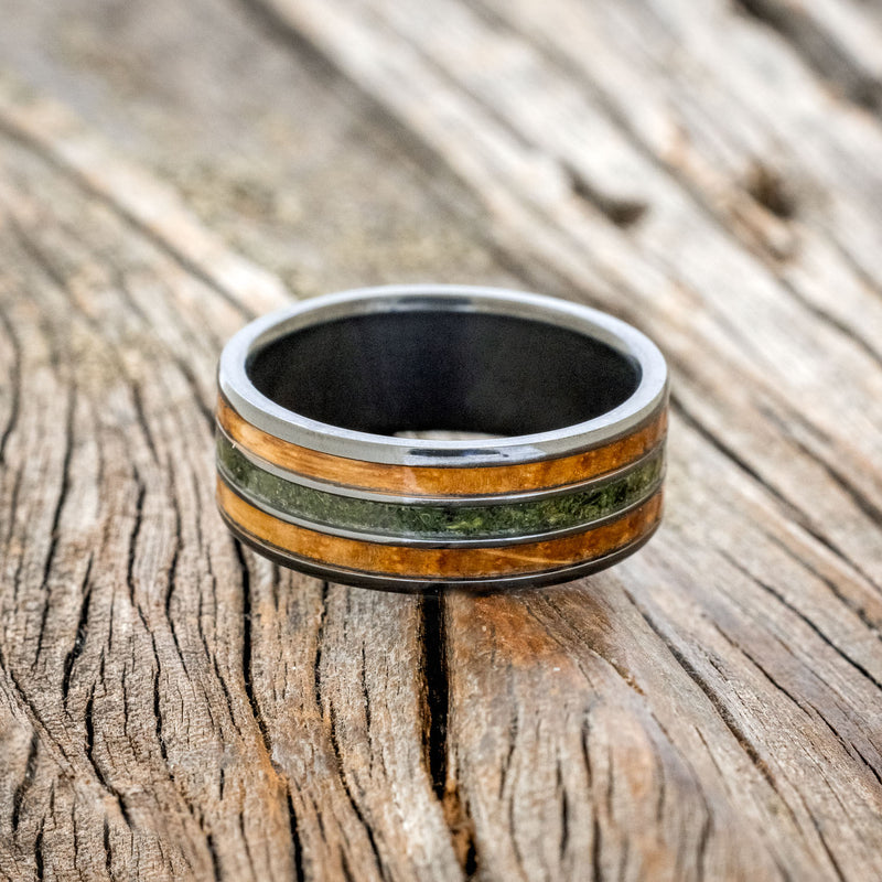 "RIO" - WHISKEY BARREL OAK & MOSS WEDDING BAND-3