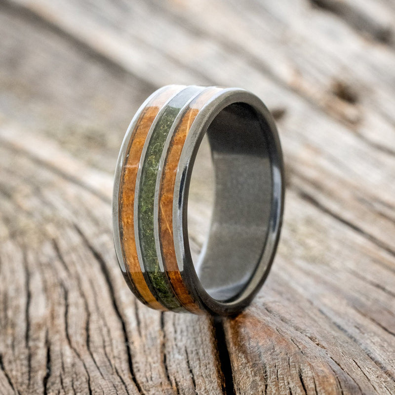 "RIO" - WHISKEY BARREL OAK & MOSS WEDDING BAND-1