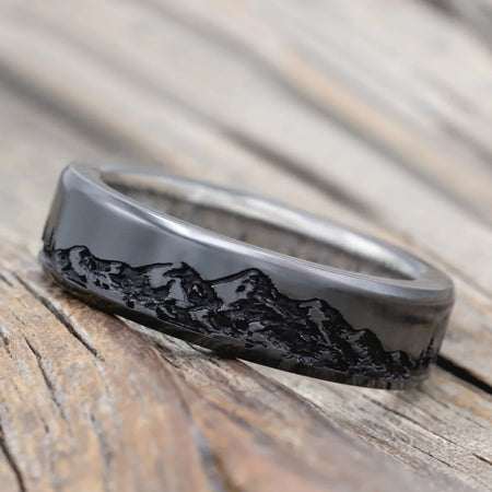 Ross - Mountain & Forest Engraved Wedding Band | In-Stock