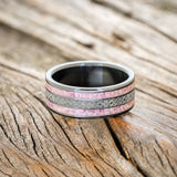 "RYDER" - CELTIC SAILOR'S KNOT ENGRAVED WEDDING RING WITH SUGILITE INLAYS