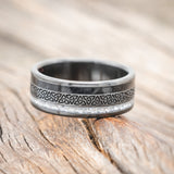 "RYDER" - CELTIC TRIQUETRA KNOT ENGRAVED, DIAMOND DUST & JET STONE WEDDING RING-Staghead Designs