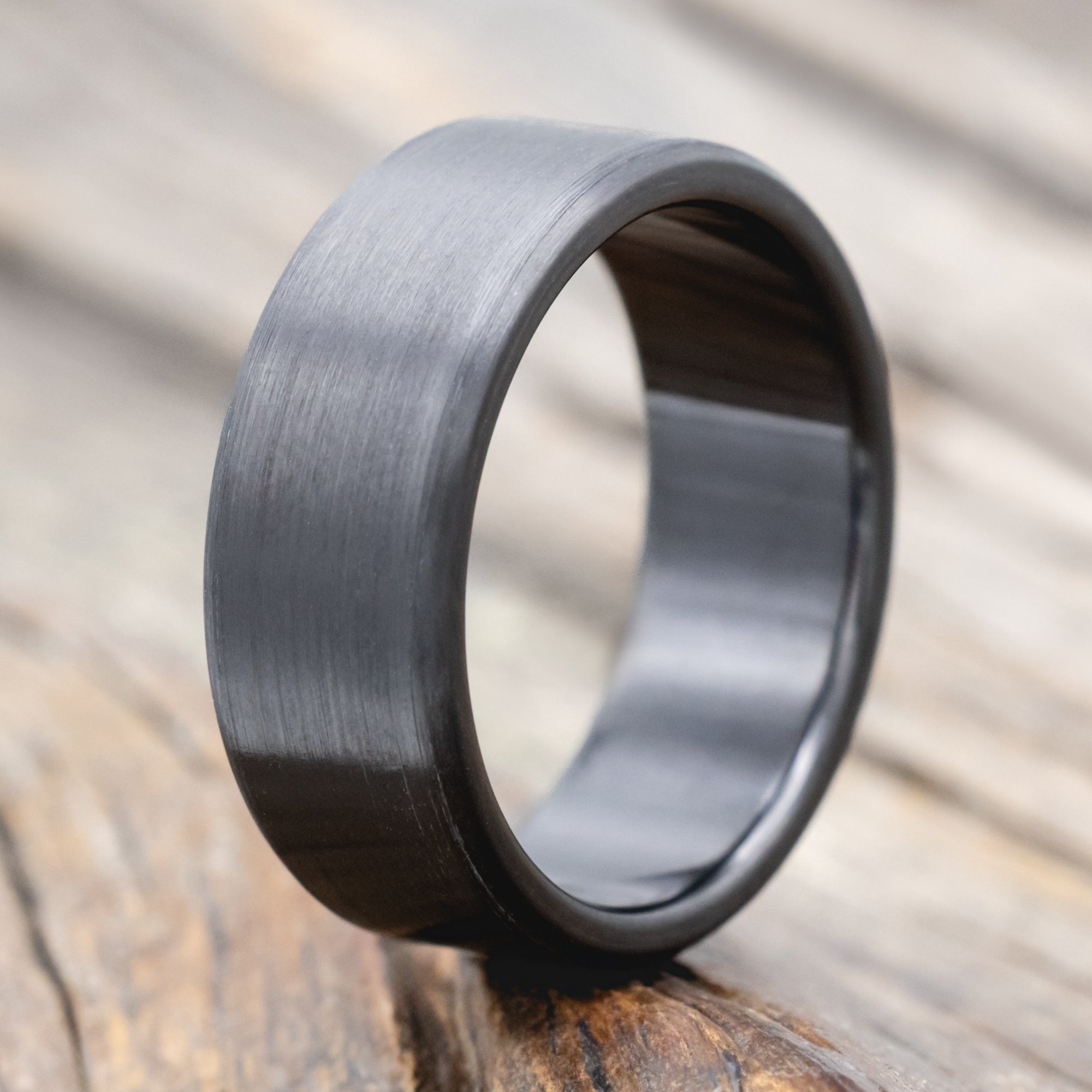 SOLID METAL WEDDING BAND WITH A CUSTOM FINISH-Staghead Designs