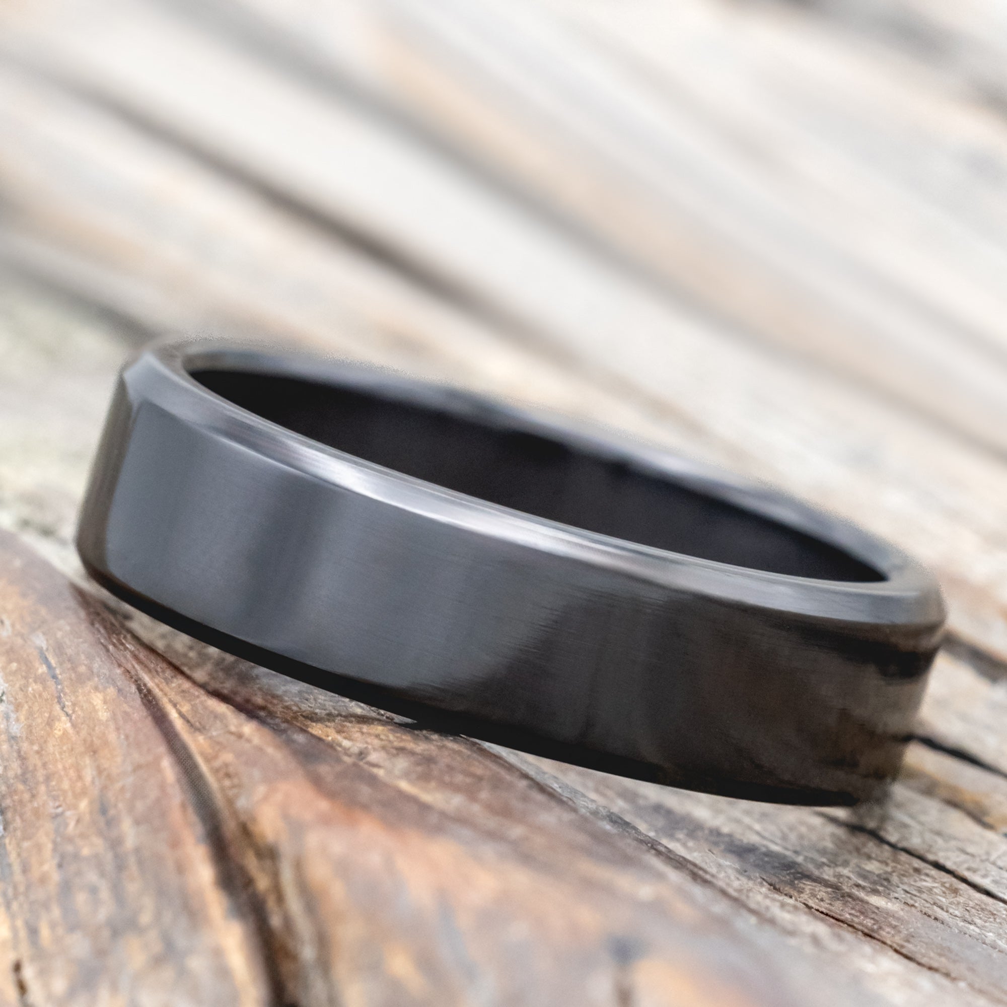 SOLID METAL HAND-TURNED WEDDING BAND WITH CUSTOM FINISH-Staghead Designs