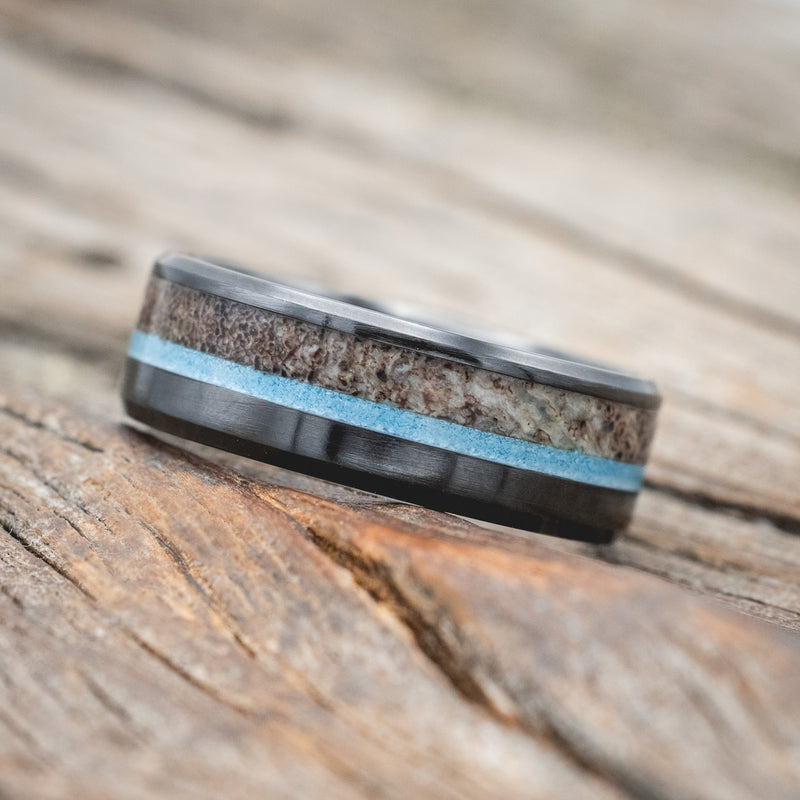 "TANNER" - TURQUOISE & ANTLER WEDDING RING