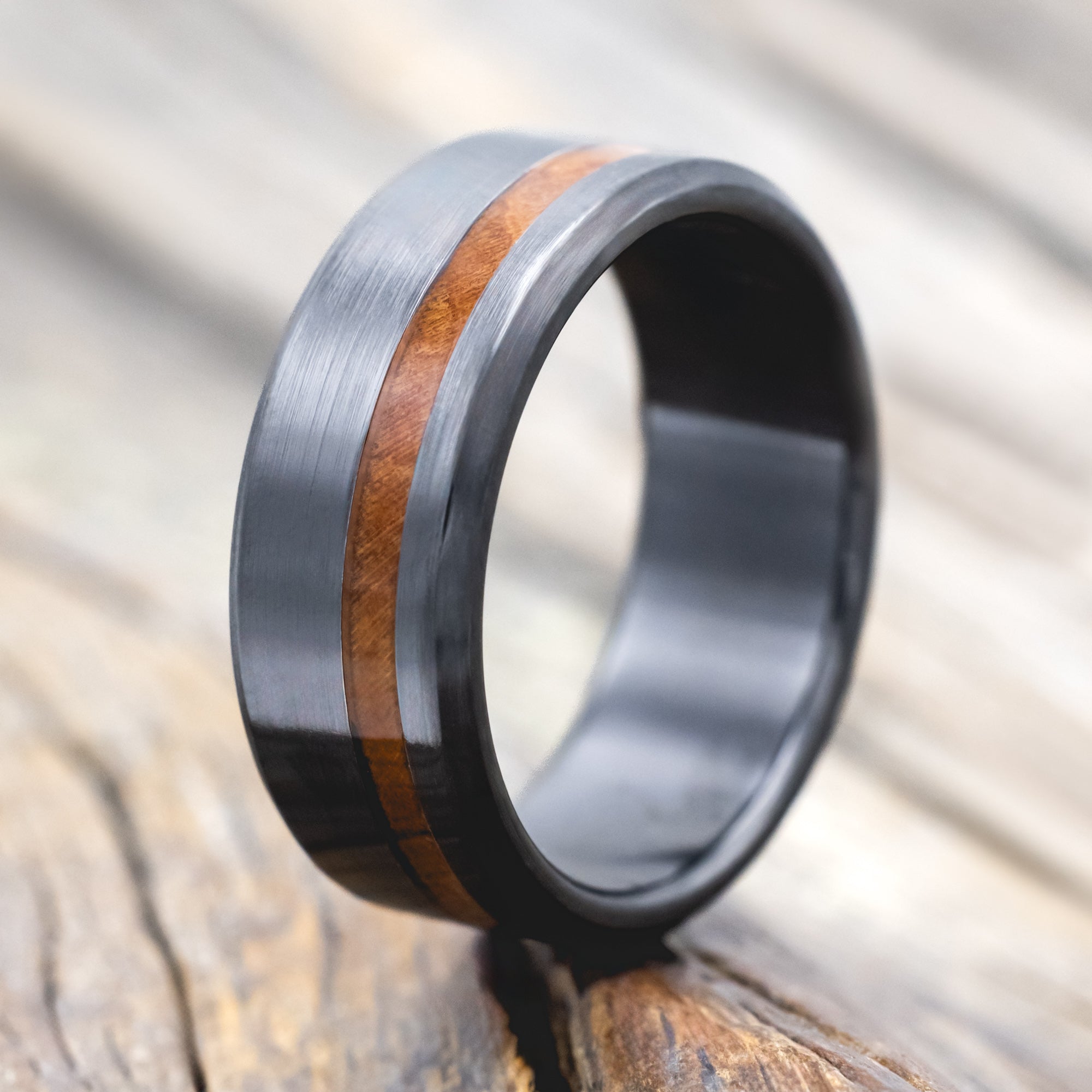 "VERTIGO" - REDWOOD WEDDING RING-Staghead Designs