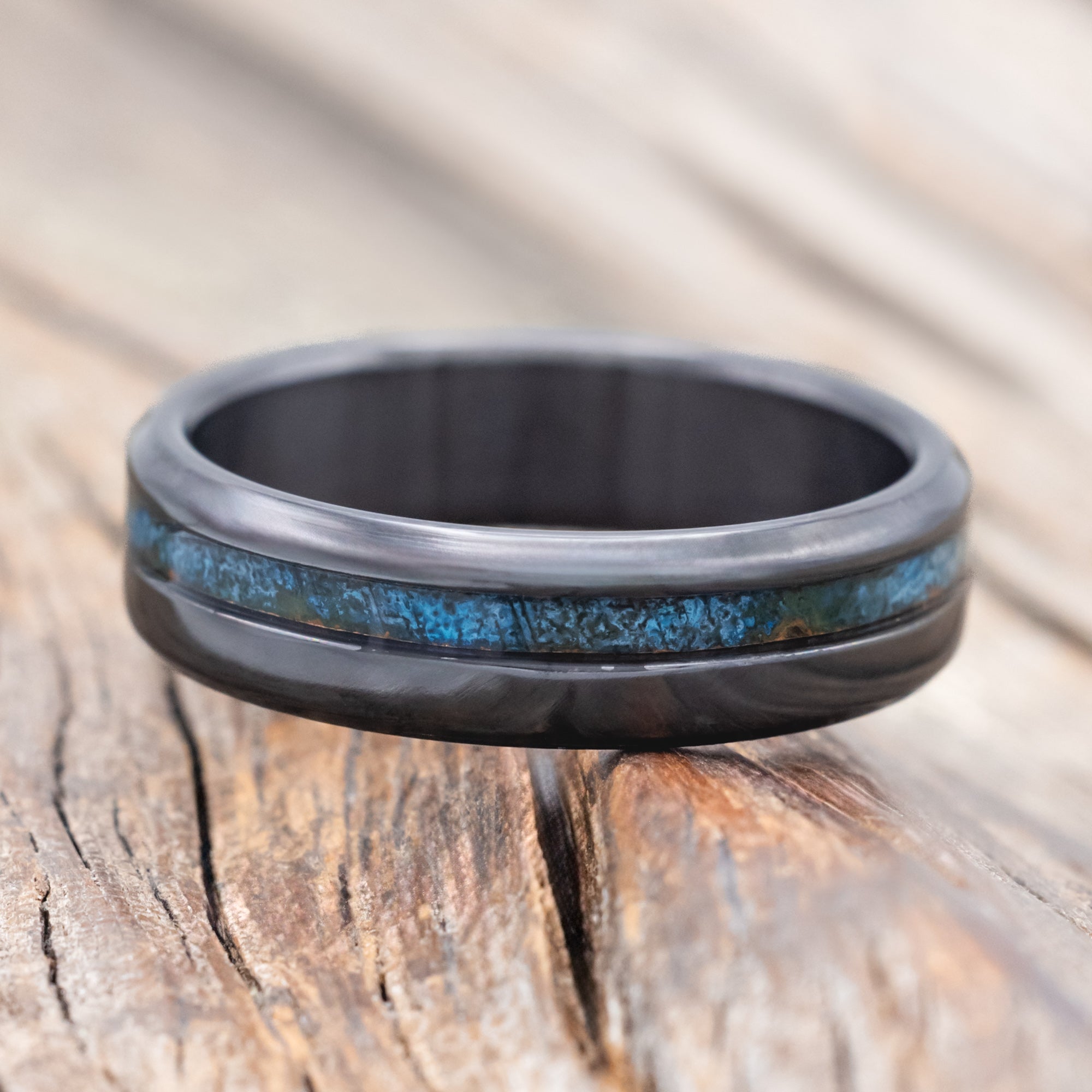 "VERTIGO" - OFFSET PATINA COPPER WEDDING BAND-Staghead Designs