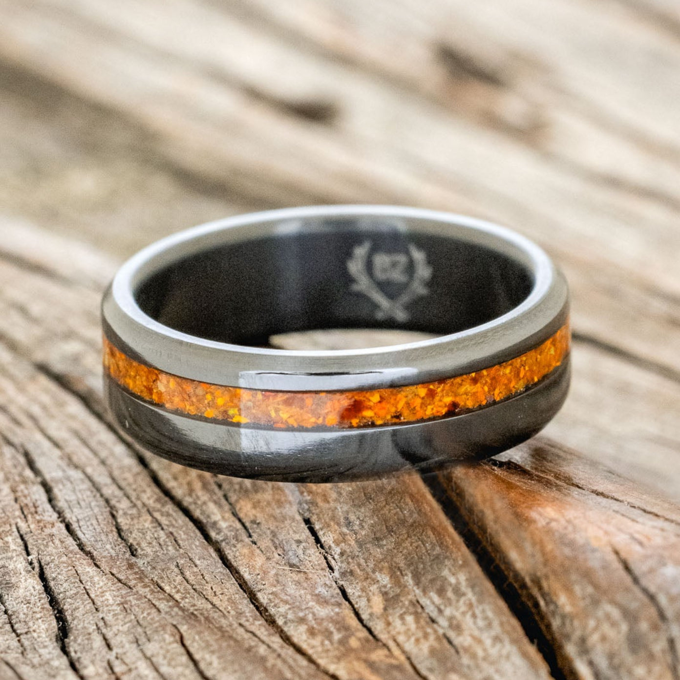 "VERTIGO" - ORANGE OPAL WEDDING RING-6