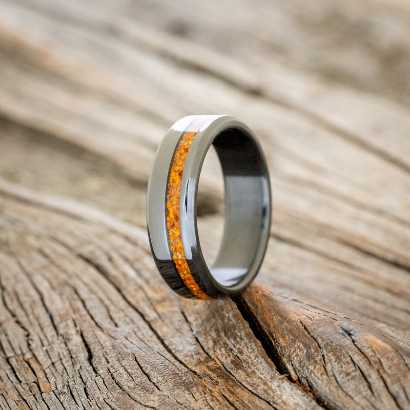 "VERTIGO" - ORANGE OPAL WEDDING RING-4