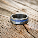 "VERTIGO" - LAPIS LAZULI WEDDING BAND - BLACK ZIRCONIUM - SIZE 10 1/2-3