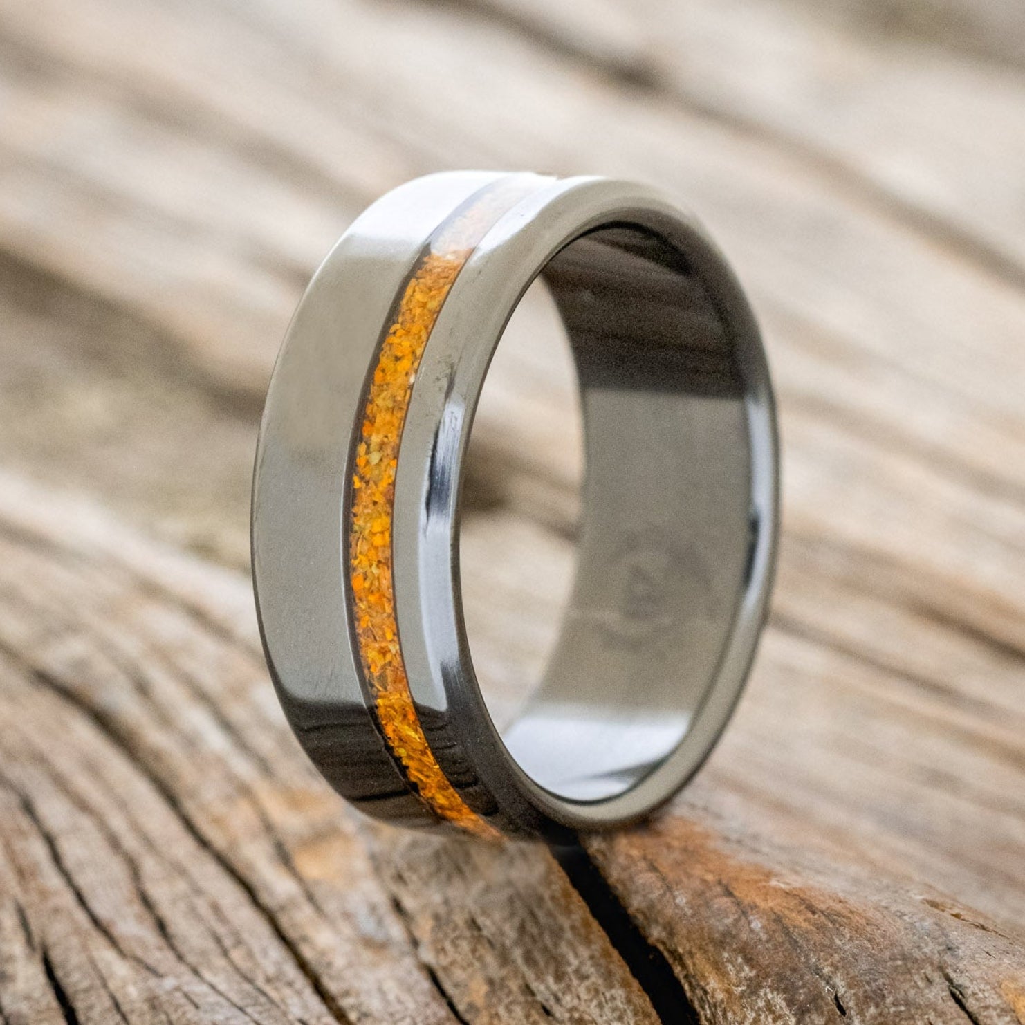 "VERTIGO" - ORANGE OPAL WEDDING RING-7