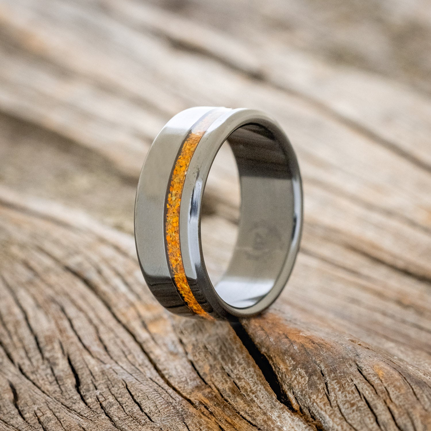 "VERTIGO" - ORANGE OPAL WEDDING RING-7
