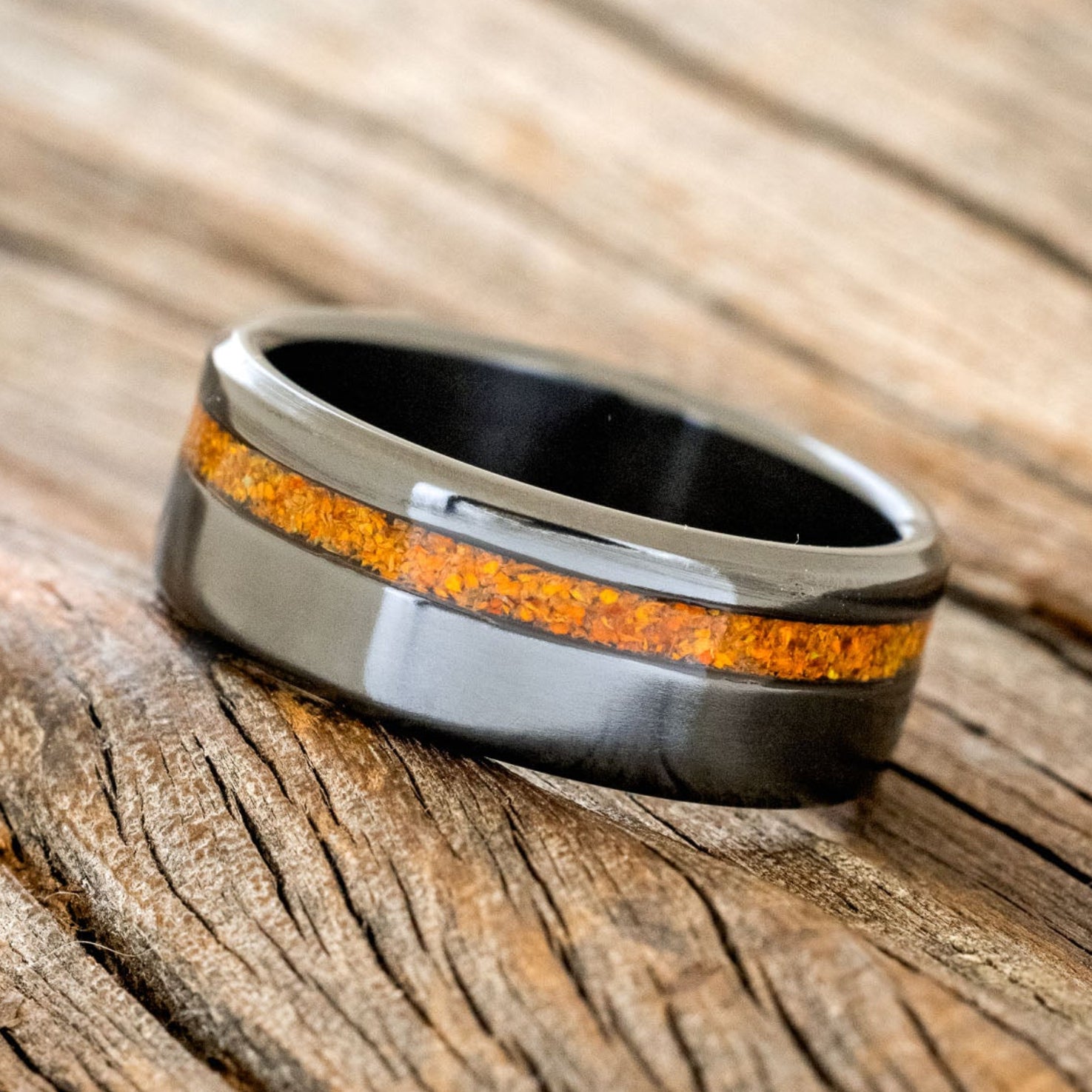 "VERTIGO" - ORANGE OPAL WEDDING RING-9