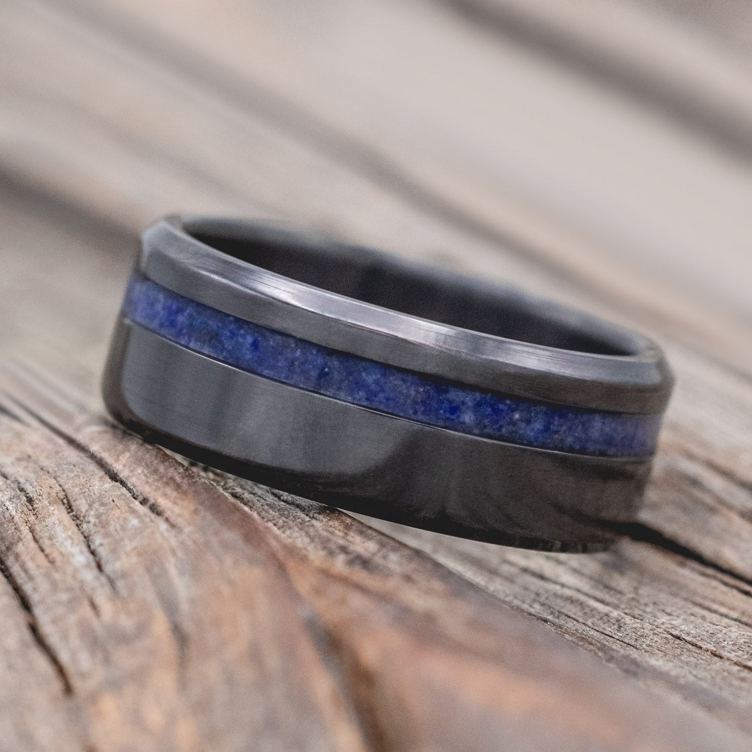 "VERTIGO" & "PERENNA" - MATCHING SET OF LAPIS LAZULI WEDDING BANDS-Staghead Designs