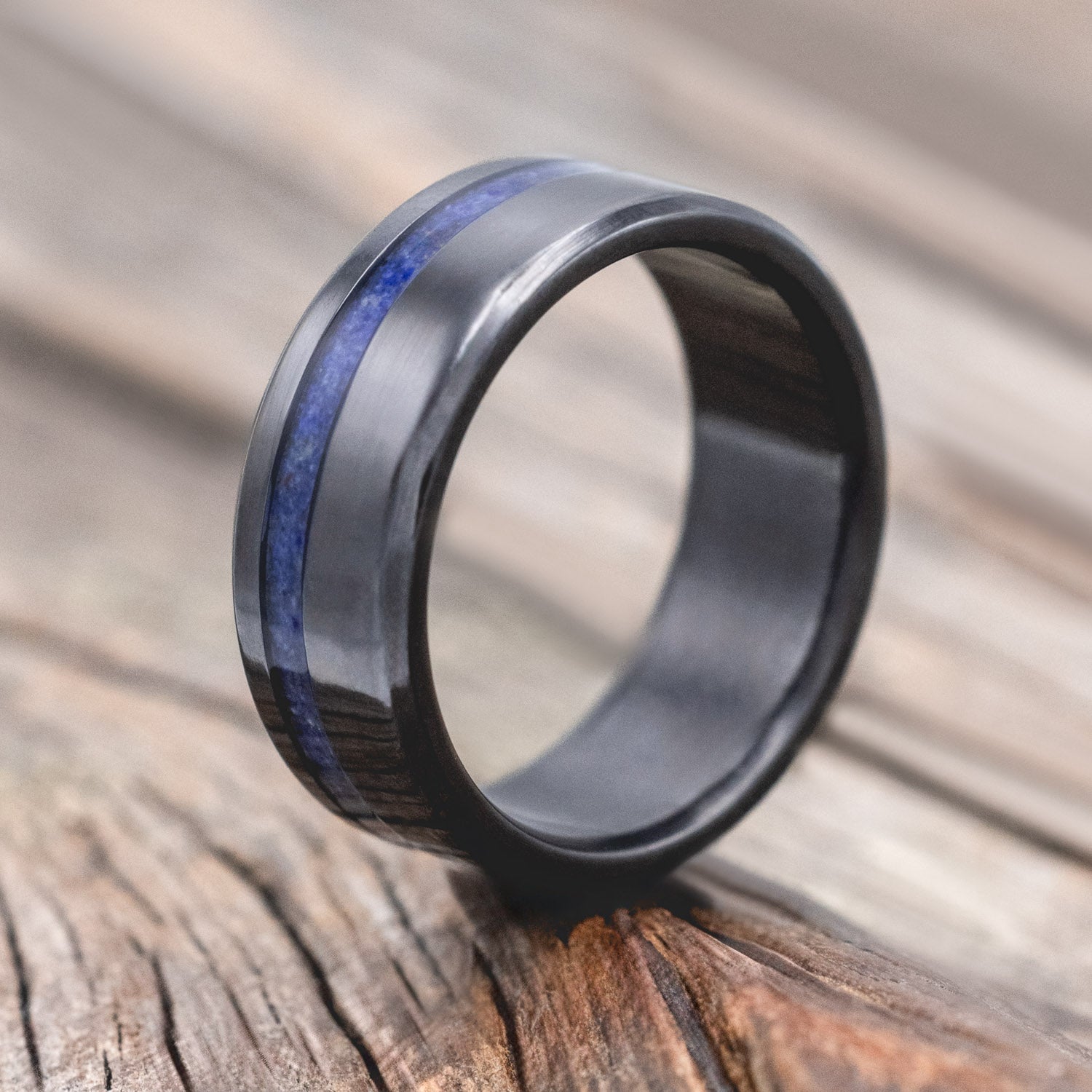 "VERTIGO" & "PERENNA" - MATCHING SET OF LAPIS LAZULI WEDDING BANDS-Staghead Designs