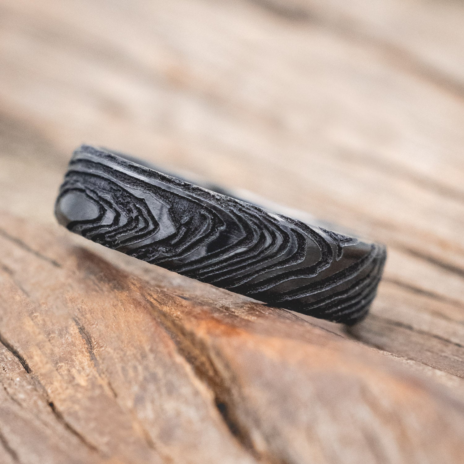 WOODGRAIN PATTERN WEDDING BAND-Staghead Designs