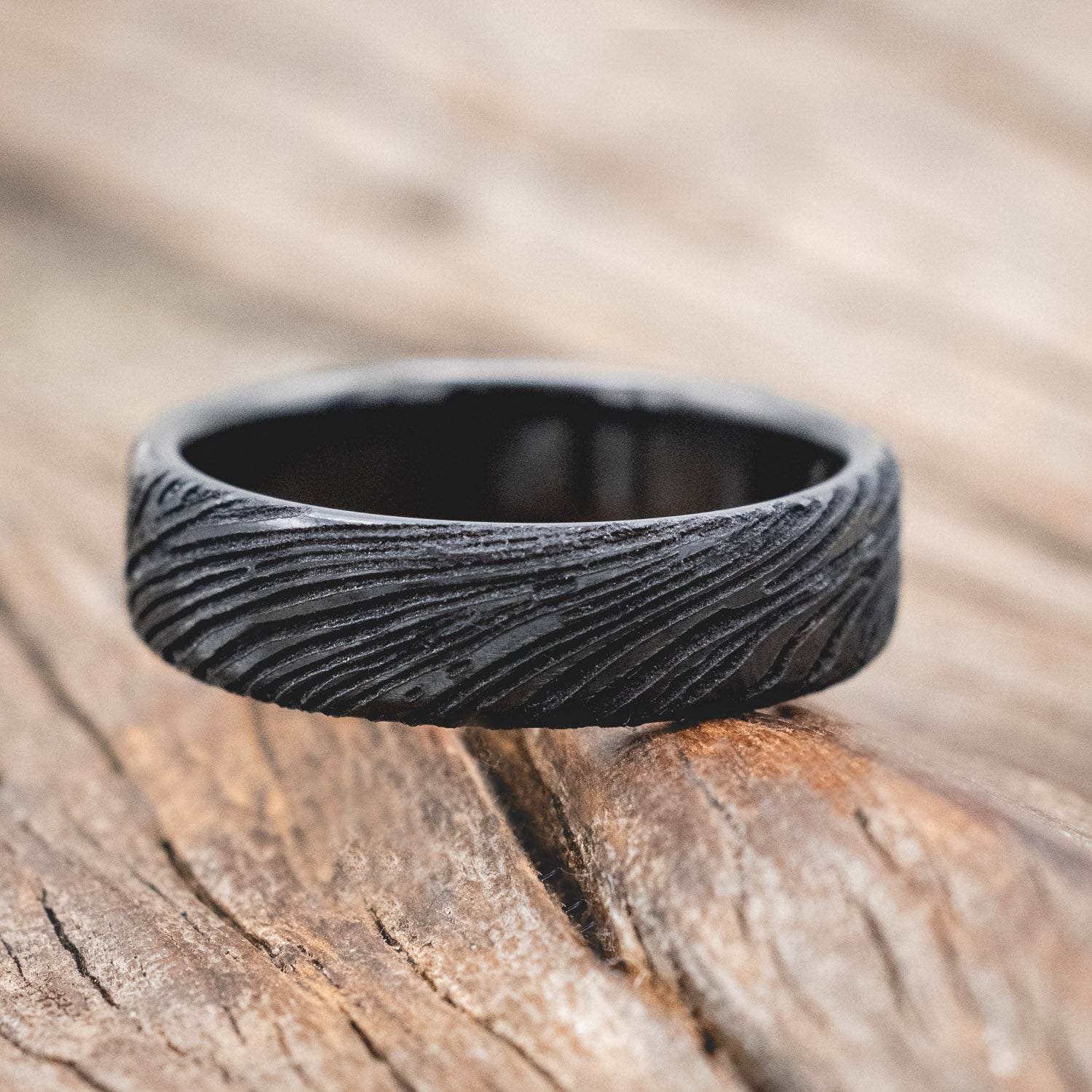 WOODGRAIN PATTERN WEDDING BAND-Staghead Designs