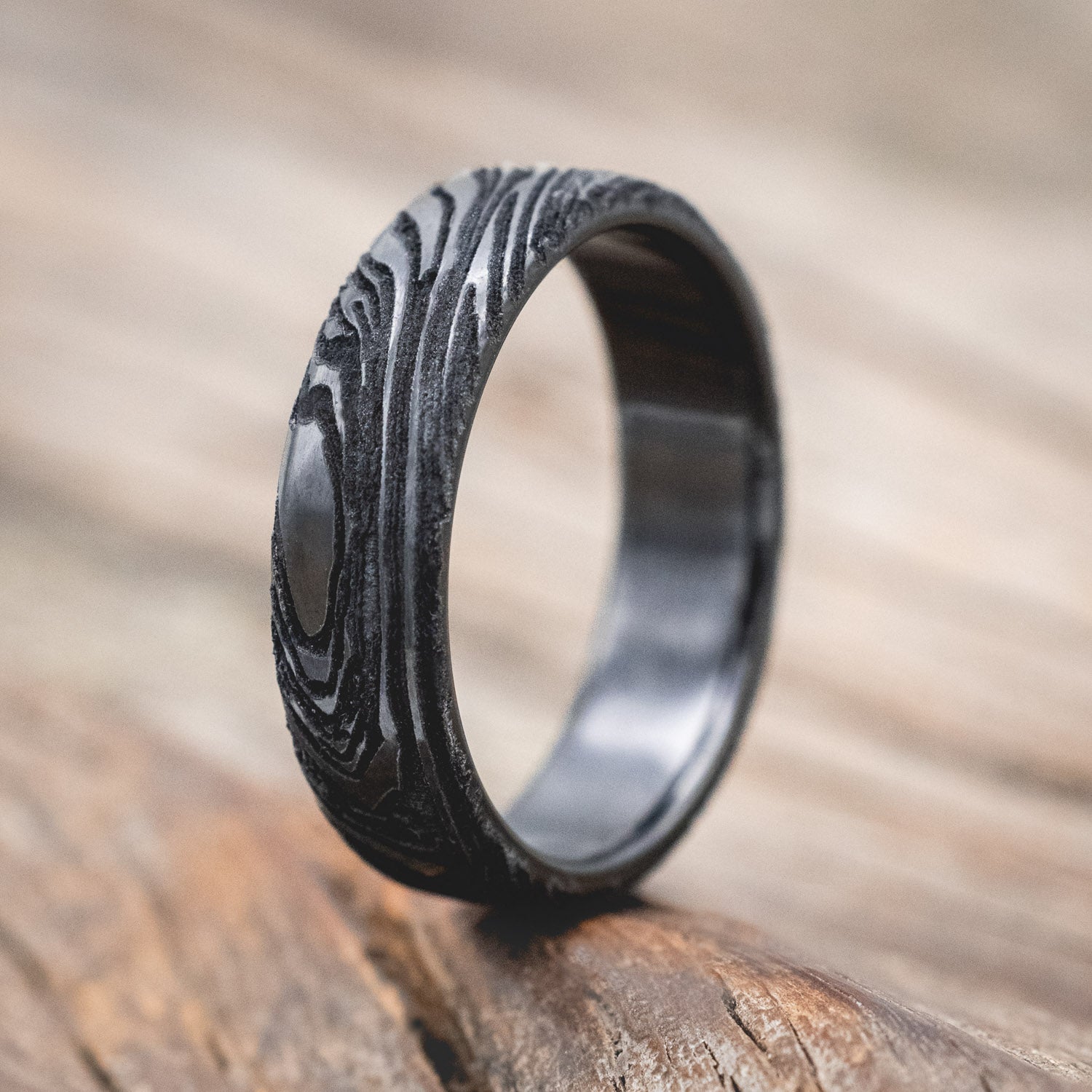 WOODGRAIN PATTERN WEDDING BAND-Staghead Designs